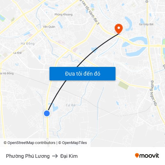 Phường Phú Lương to Đại Kim map