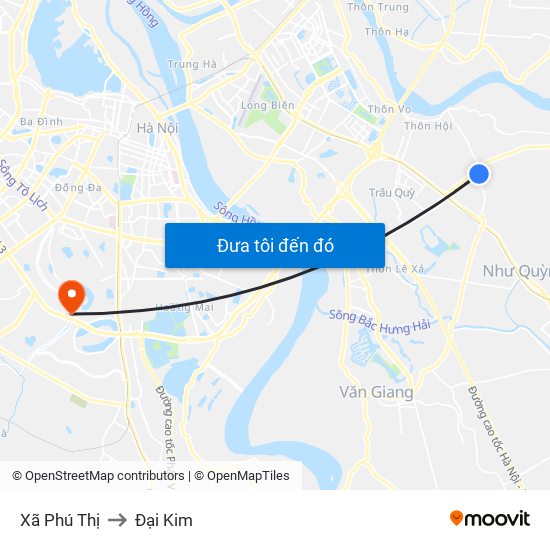 Xã Phú Thị to Đại Kim map