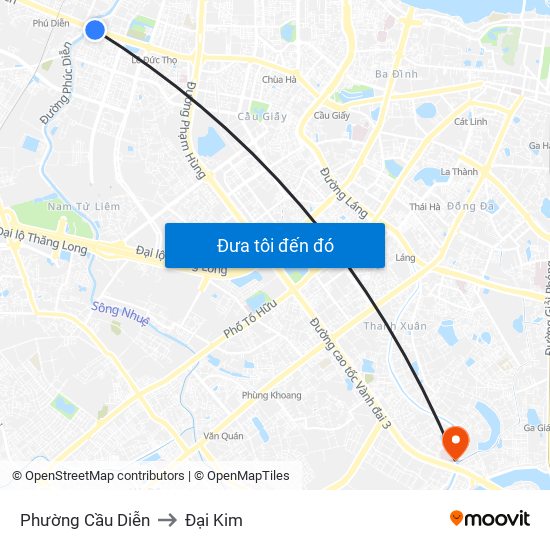 Phường Cầu Diễn to Đại Kim map