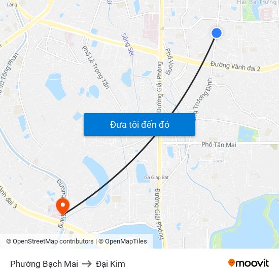 Phường Bạch Mai to Đại Kim map