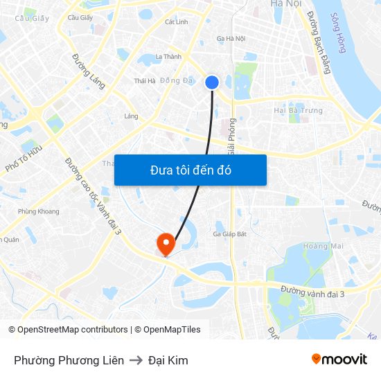 Phường Phương Liên to Đại Kim map