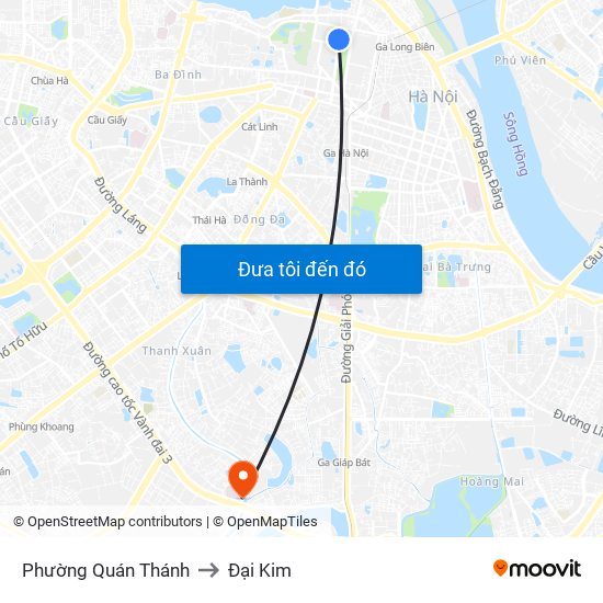 Phường Quán Thánh to Đại Kim map