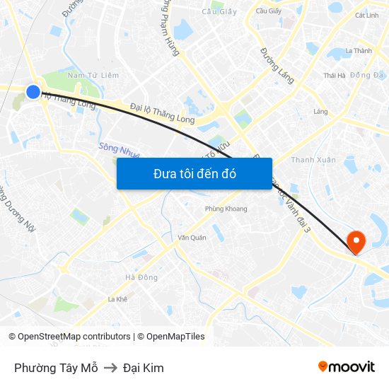 Phường Tây Mỗ to Đại Kim map