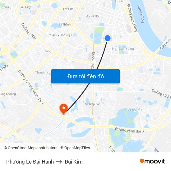 Phường Lê Đại Hành to Đại Kim map