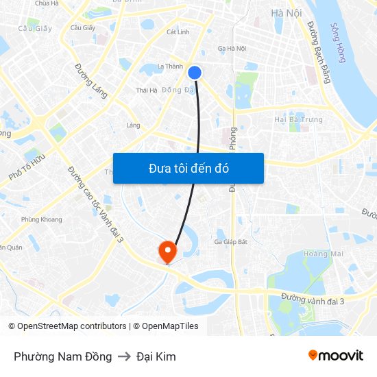 Phường Nam Đồng to Đại Kim map