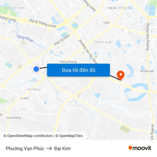 Phường Vạn Phúc to Đại Kim map