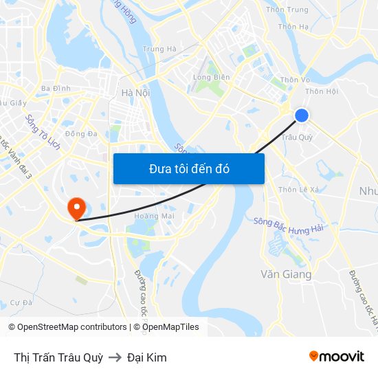 Thị Trấn Trâu Quỳ to Đại Kim map