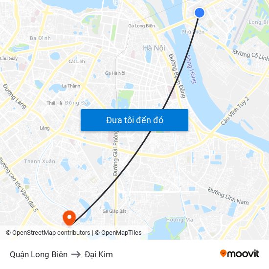 Quận Long Biên to Đại Kim map