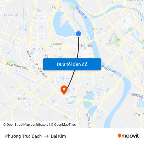 Phường Trúc Bạch to Đại Kim map