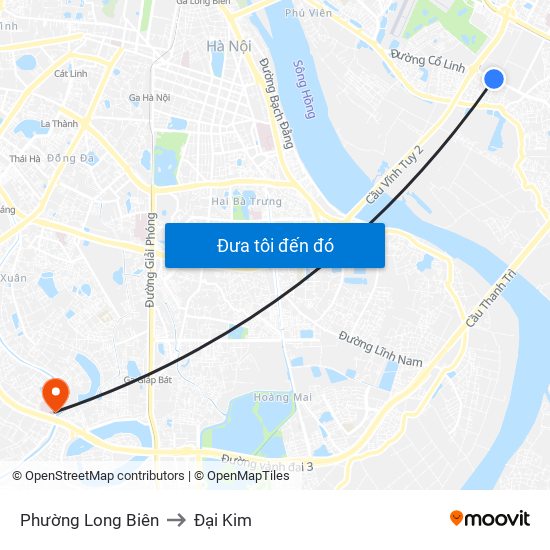 Phường Long Biên to Đại Kim map