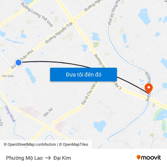 Phường Mộ Lao to Đại Kim map