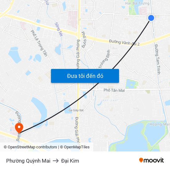 Phường Quỳnh Mai to Đại Kim map