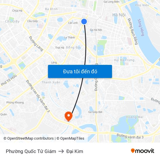 Phường Quốc Tử Giám to Đại Kim map