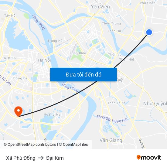 Xã Phù Đổng to Đại Kim map