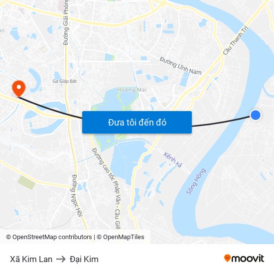 Xã Kim Lan to Đại Kim map