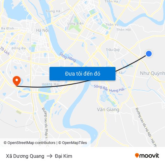 Xã Dương Quang to Đại Kim map