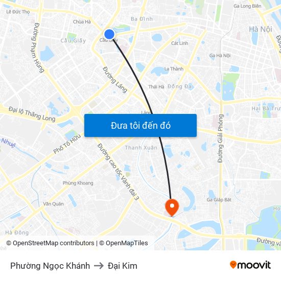 Phường Ngọc Khánh to Đại Kim map