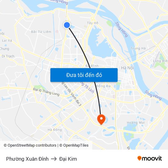 Phường Xuân Đỉnh to Đại Kim map