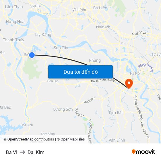 Ba Vì to Đại Kim map