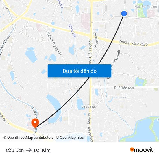Cầu Dền to Đại Kim map
