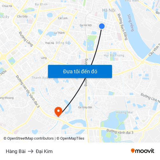 Hàng Bài to Đại Kim map