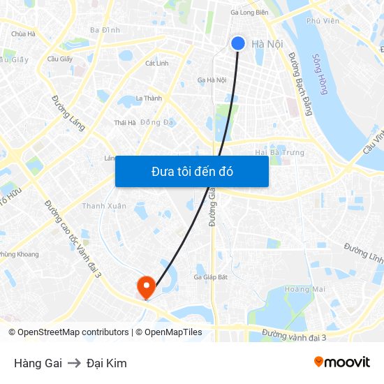 Hàng Gai to Đại Kim map