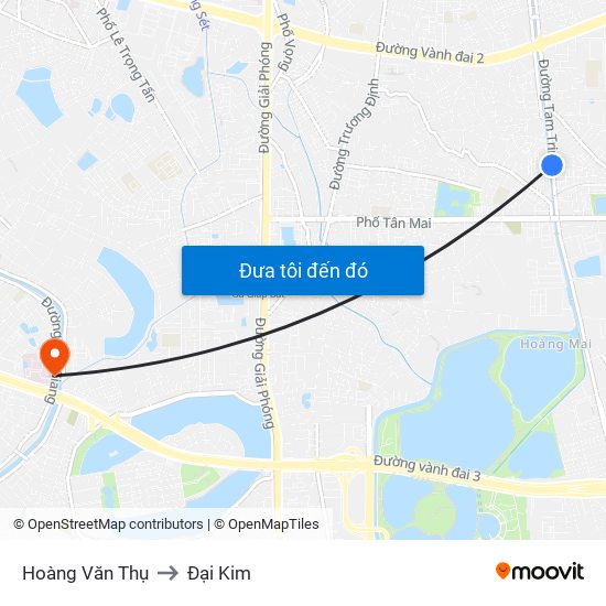 Hoàng Văn Thụ to Đại Kim map