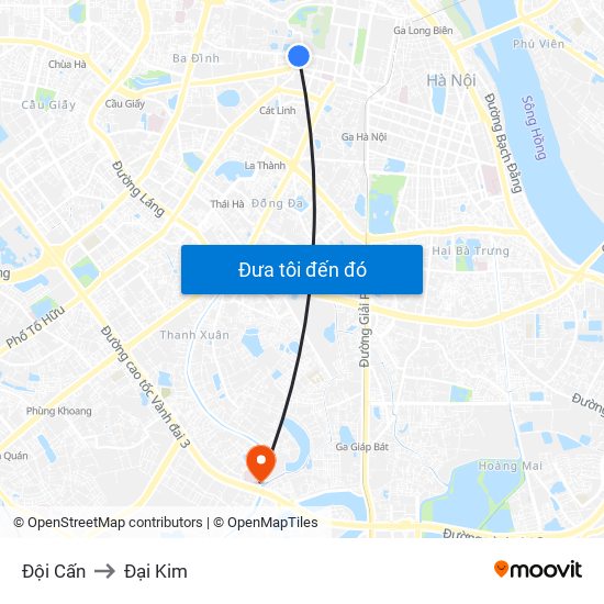 Đội Cấn to Đại Kim map