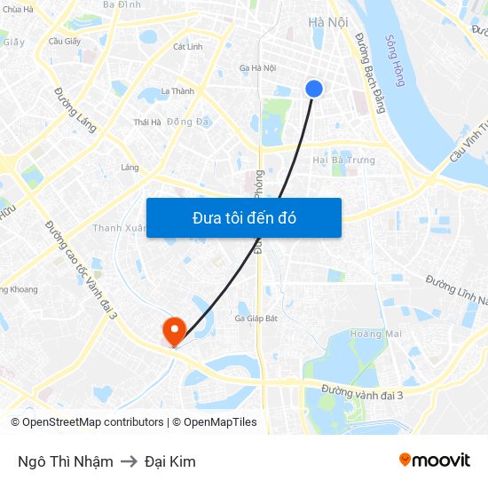 Ngô Thì Nhậm to Đại Kim map