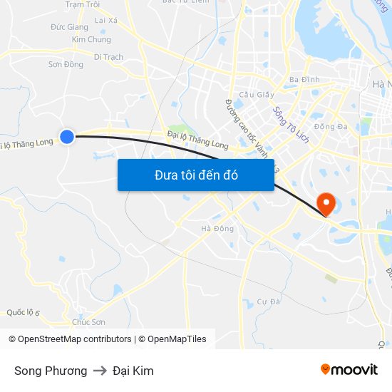 Song Phương to Đại Kim map