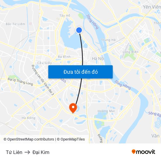 Tứ Liên to Đại Kim map