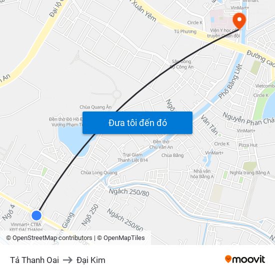 Tả Thanh Oai to Đại Kim map