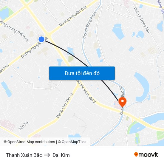 Thanh Xuân Bắc to Đại Kim map