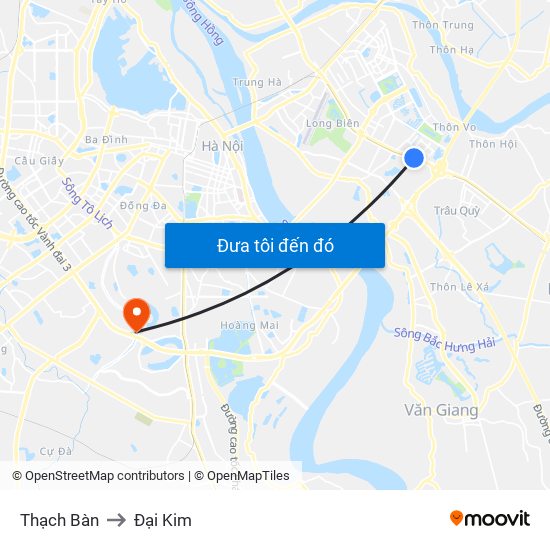 Thạch Bàn to Đại Kim map