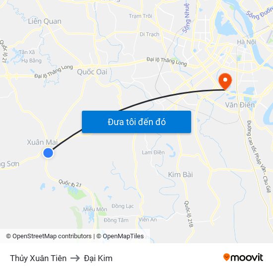 Thủy Xuân Tiên to Đại Kim map