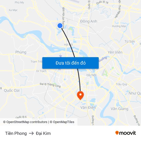 Tiền Phong to Đại Kim map