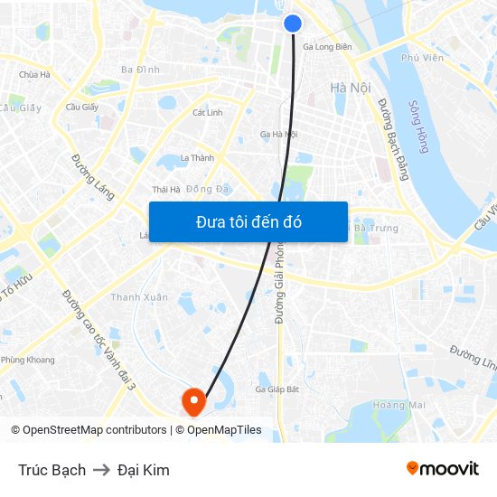Trúc Bạch to Đại Kim map