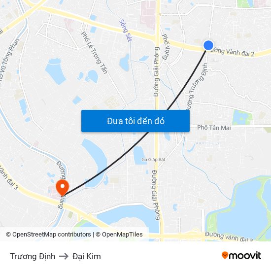 Trương Định to Đại Kim map