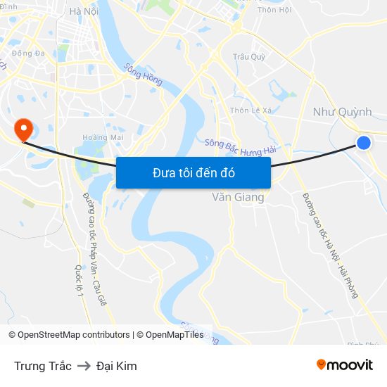 Trưng Trắc to Đại Kim map