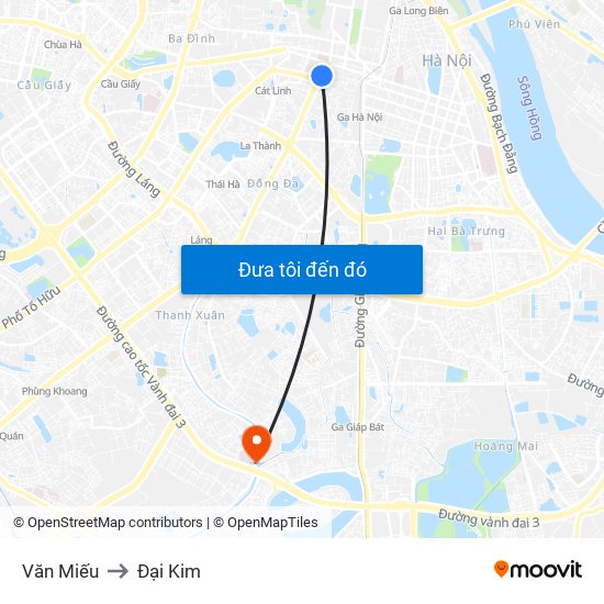 Văn Miếu to Đại Kim map