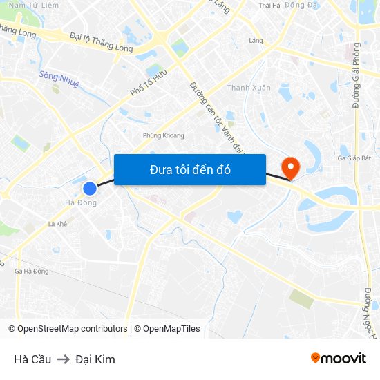 Hà Cầu to Đại Kim map