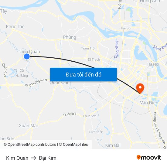 Kim Quan to Đại Kim map
