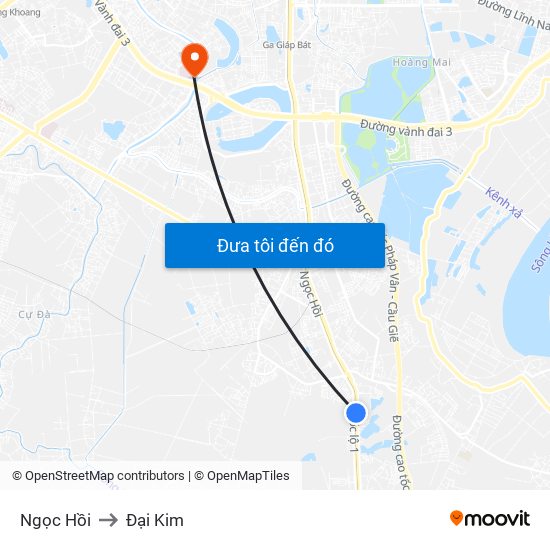 Ngọc Hồi to Đại Kim map