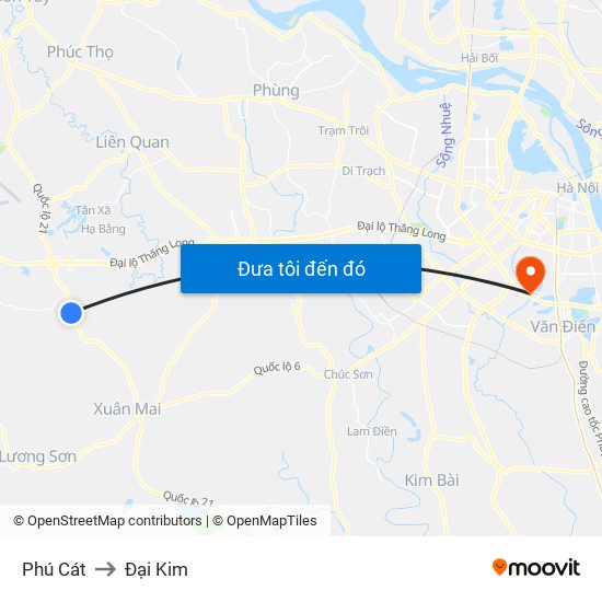 Phú Cát to Đại Kim map