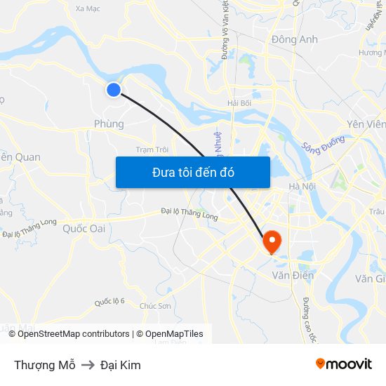 Thượng Mỗ to Đại Kim map