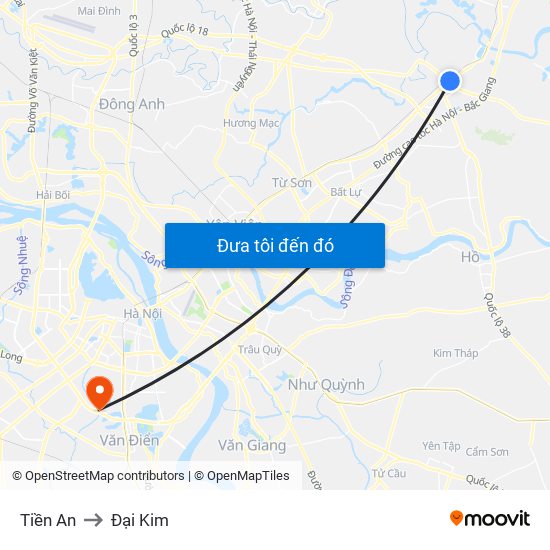 Tiền An to Đại Kim map