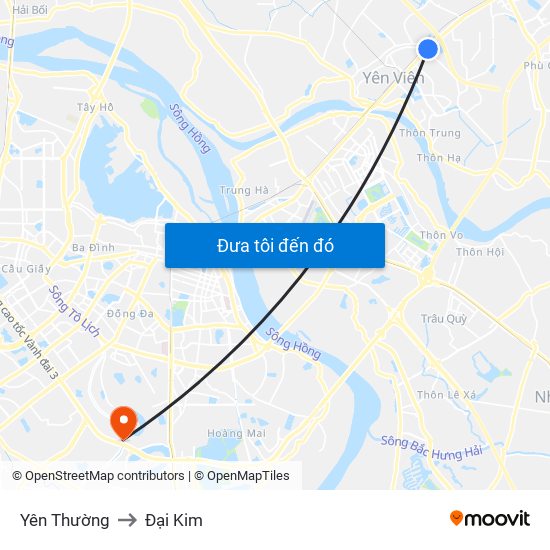 Yên Thường to Đại Kim map