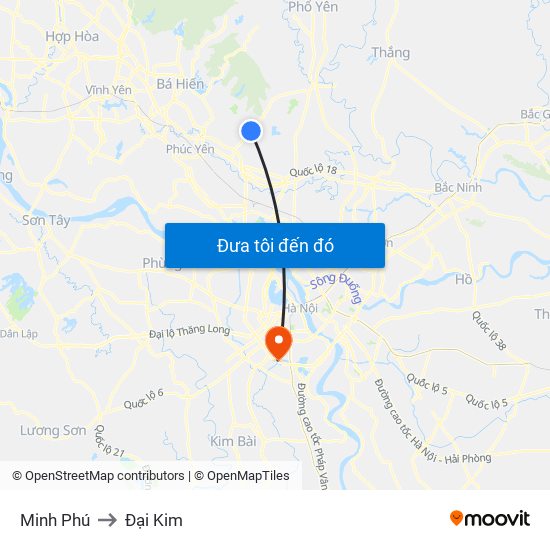 Minh Phú to Đại Kim map