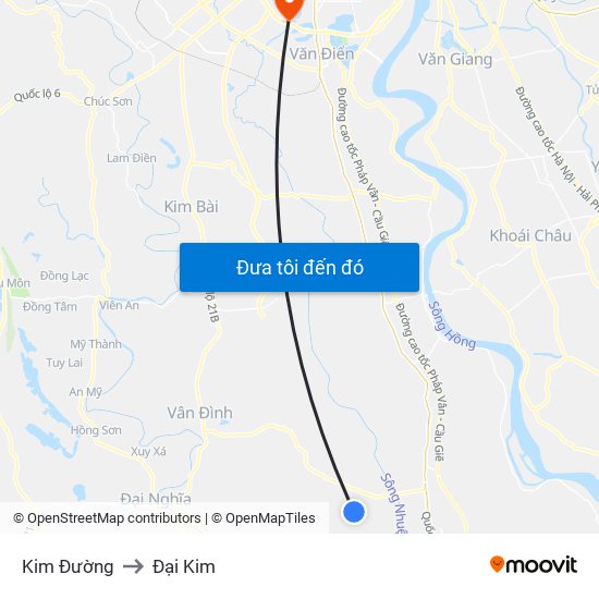 Kim Đường to Đại Kim map