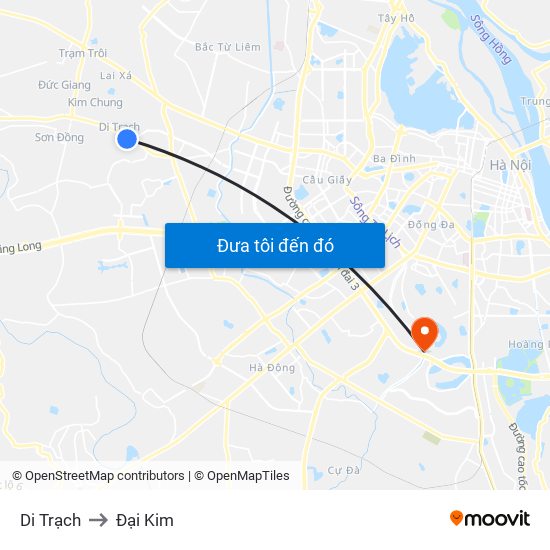 Di Trạch to Đại Kim map